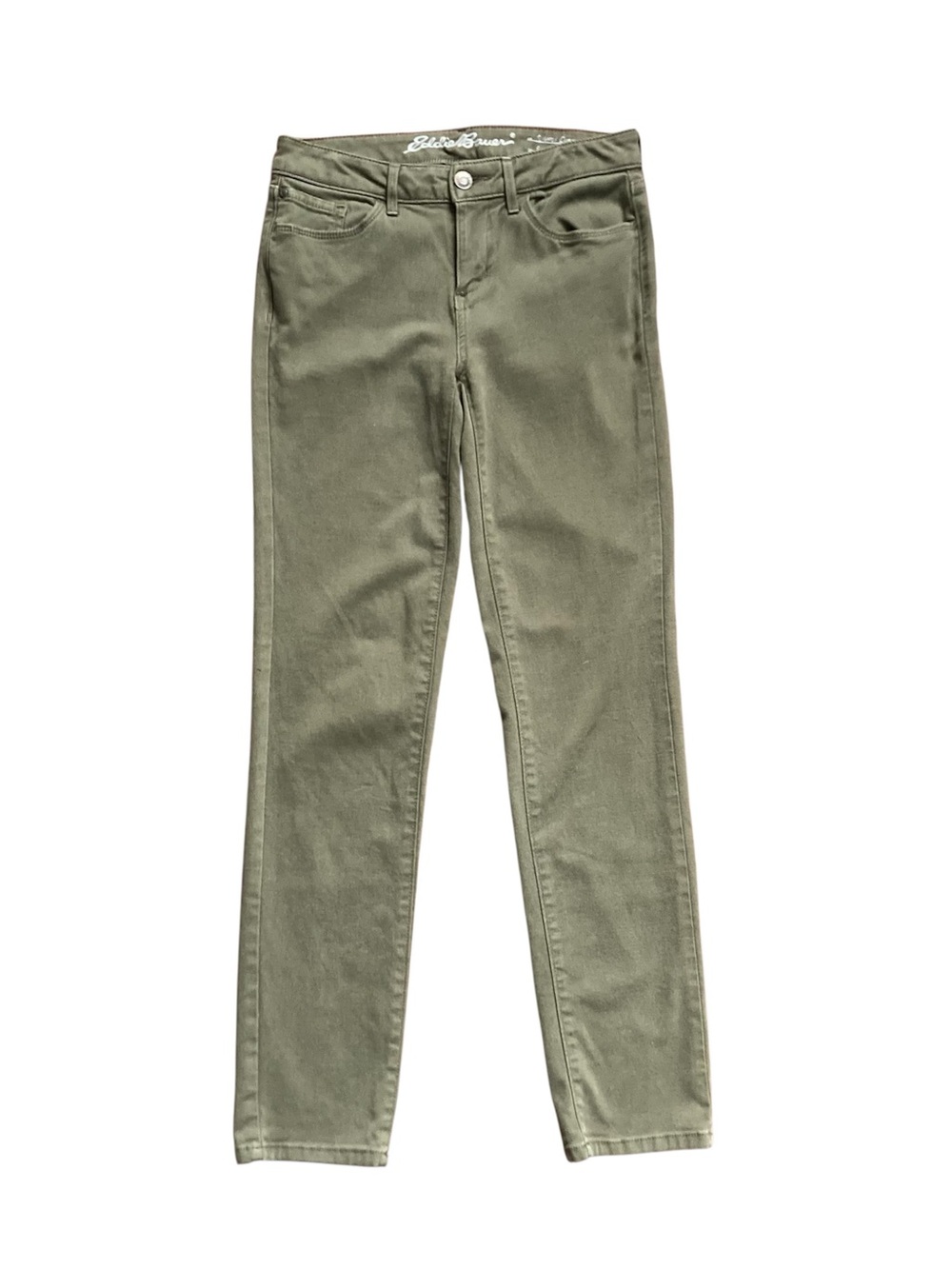 Eddie Bauer Slim Straight Slightly Curvy Jeans Women’s 4 Khaki Green